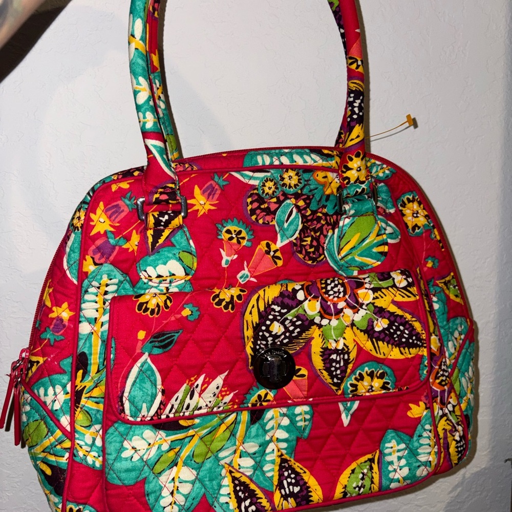Vera Bradley Quilted Floral Tote in Hot Pink, Teal and Yellow